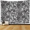 Tapestry Repeat Lace Black Pattern with Contour Flowers On Seamless Victorian Abstract Decoration Textures Tapestry Wall Hanging Blanket Wall Bedroom Decor 60x50 Inch view 1