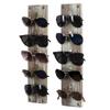 J JACKCUBE DESIGN Rustic Wood Wall Mounted Sunglasses Storage Organizer 10 Eyeglasses Holder Display Rack Set of 2 with 5 Metal Hooks on Each Holder -MK691A view 1
