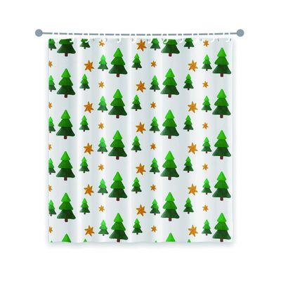 OERJU 65x72inch Cute Cartoon Shower Curtain Green Trees Yellow Pentacle Funny Scence Design Kids Waterproof Fabric Polyester Bathroom Curtain Decor Bath Accessories Hotel Quality with Hooks