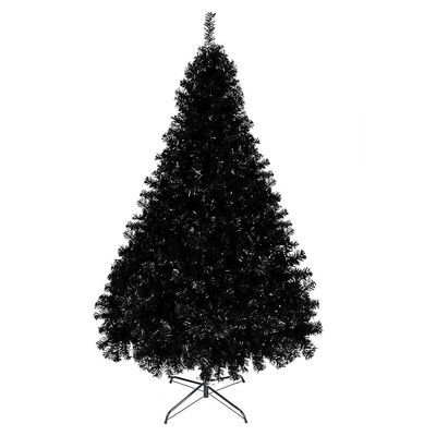 VINGLI 6ft Halloween Black Artificial Christmas Tree w/ 1,600 Branch Tips, Holiday Decorations Indoor Outdoor for Home Office Party