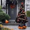 VINGLI 6ft Halloween Black Artificial Christmas Tree w/ 1,600 Branch Tips, Holiday Decorations Indoor Outdoor for Home Office Party view 3