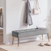 DUHOME Modern Velvet Ottoman Bench, Button-Tufted Upholstered Bedroom Benches,End of Bed Bench with Gold Base for Entryway Living Room Dining Room, Grey view 2