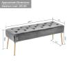 DUHOME Modern Velvet Ottoman Bench, Button-Tufted Upholstered Bedroom Benches,End of Bed Bench with Gold Base for Entryway Living Room Dining Room, Grey view 3