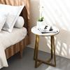Dorriss Round End Tables, Small Side Table White Marble Texture MDF Top,Metal Frame Gold Color, Tall End Table for Bed Room,Coffee Tea End Table for Living Room (White Marble+Gold) view 3
