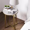 Dorriss Round End Tables, Small Side Table White Marble Texture MDF Top,Metal Frame Gold Color, Tall End Table for Bed Room,Coffee Tea End Table for Living Room (White Marble+Gold) view 4