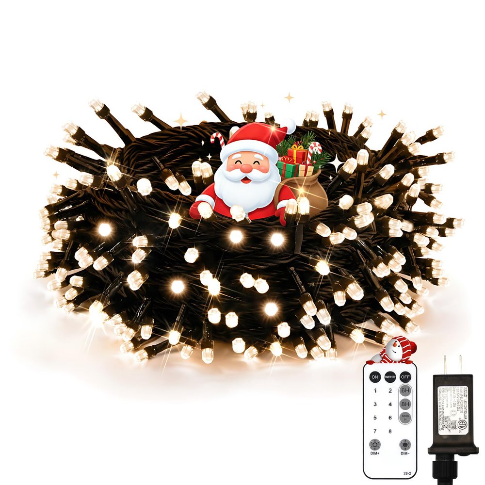 suddus Christmas Tree Lights Indoor, 100 LED 33ft Warm White Led Christmas Lights,String Lights Outdoor for House, Windows, Patio, Doors, Fireplace, Garden, Home, Decoration