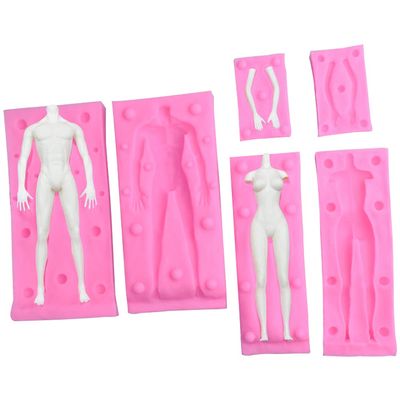 2 Packs Man Woman Male Female Body Model Dolls Silicone Fondant Molds Plaster Clay Mold Chocolate Biscuit Sugar Craft Ice Mould DIY Cake Decorating Supplies Baking Tools