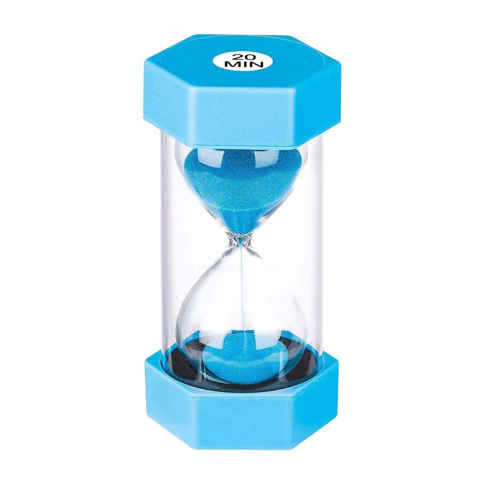 20 Minute Hourglass Sand Timer: Large Unbreakable Colorful Sand Clock, Plastic Blue Sand Watch 20 Min for Kids Games Classroom