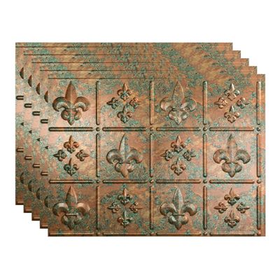 FASDE Fleur-de-lis Decorative Vinyl 18in x 24in Backsplash Panel in Copper Fantasy (5 Pack)