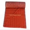 Sophia-Art Queen Size Hand Block Print Kantha Quilt 90x108 Inch Ajrakh Bedspread Vegetable Dye Blanket Indigo Print (Orange Patch Print) view 3