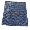 Sophia-Art Queen Size Hand Block Print Kantha Quilt 90x108 Inch Ajrakh Bedspread Vegetable Dye Blanket Indigo Print (Blue Patch Print) view 2