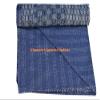 Sophia-Art Queen Size Hand Block Print Kantha Quilt 90x108 Inch Ajrakh Bedspread Vegetable Dye Blanket Indigo Print (Blue Patch Print) view 3