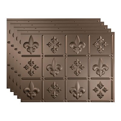 FASDE Fleur-de-lis Decorative Vinyl 18in x 24in Backsplash Panel in Argent Bronze (5 Pack)