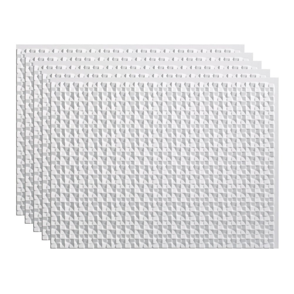 FASDE Terrain Decorative Vinyl 18in x 24in Backsplash Panel in Matte White (5 Pack)