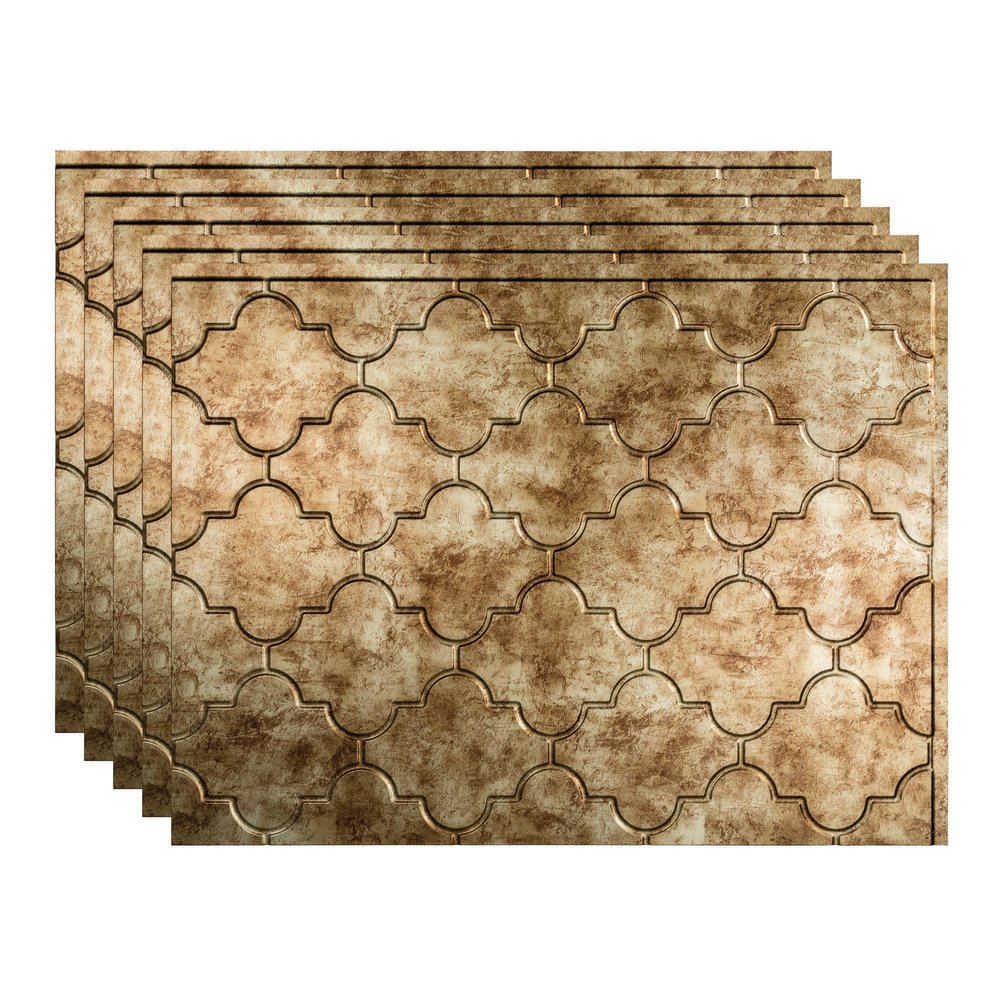 FASDE Monaco Decorative Vinyl 18in x 24in Backsplash Panel in Bermuda Bronze (5 Pack)