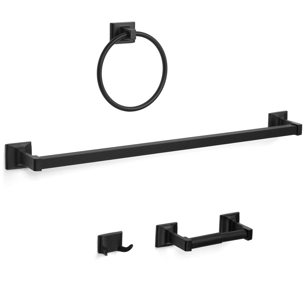Designers Impressions Eclipse Series 4 Piece Black Bathroom Hardware Set: MBA2200-4