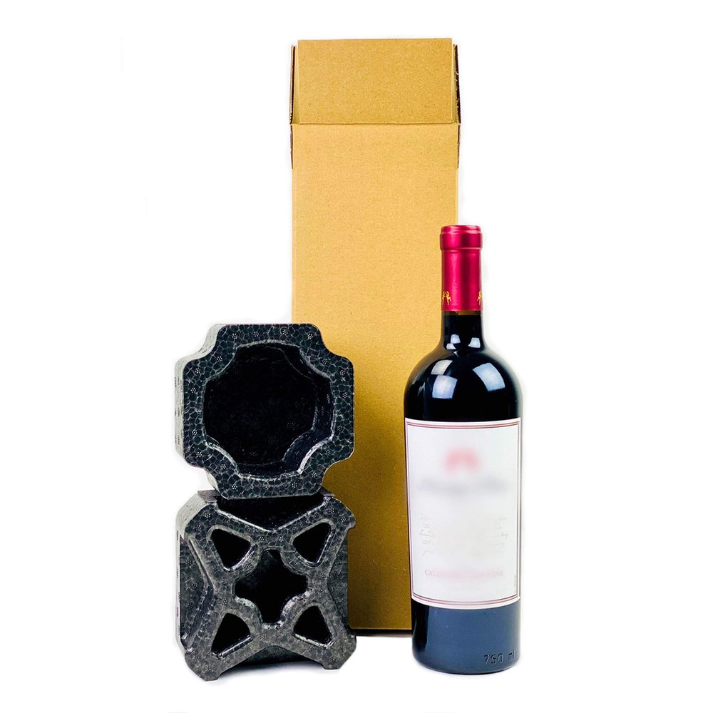 EPE USA Universal Single Bottle Wine Shipping Box - 1 Pack - All-in-One Protective Shipper with High Recycled PE Foam - Eco-Friendly, Recyclable, Secure Wine Packaging
