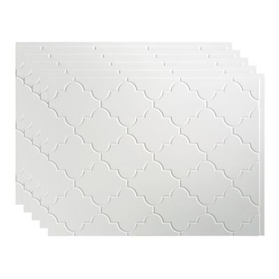FASDE Monaco Decorative Vinyl 18in x 24in Backsplash Panel in Matte White (5 Pack)