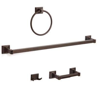 Designers Impressions Eclipse Series 4 Piece Oil Rubbed Bronze Bathroom Hardware Set: MBA8200-4