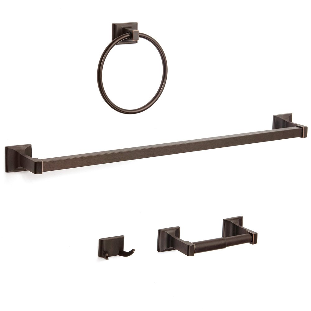 Designers Impressions Eclipse Series 4 Piece Oil Rubbed Bronze Bathroom Hardware Set: MBA8200-4