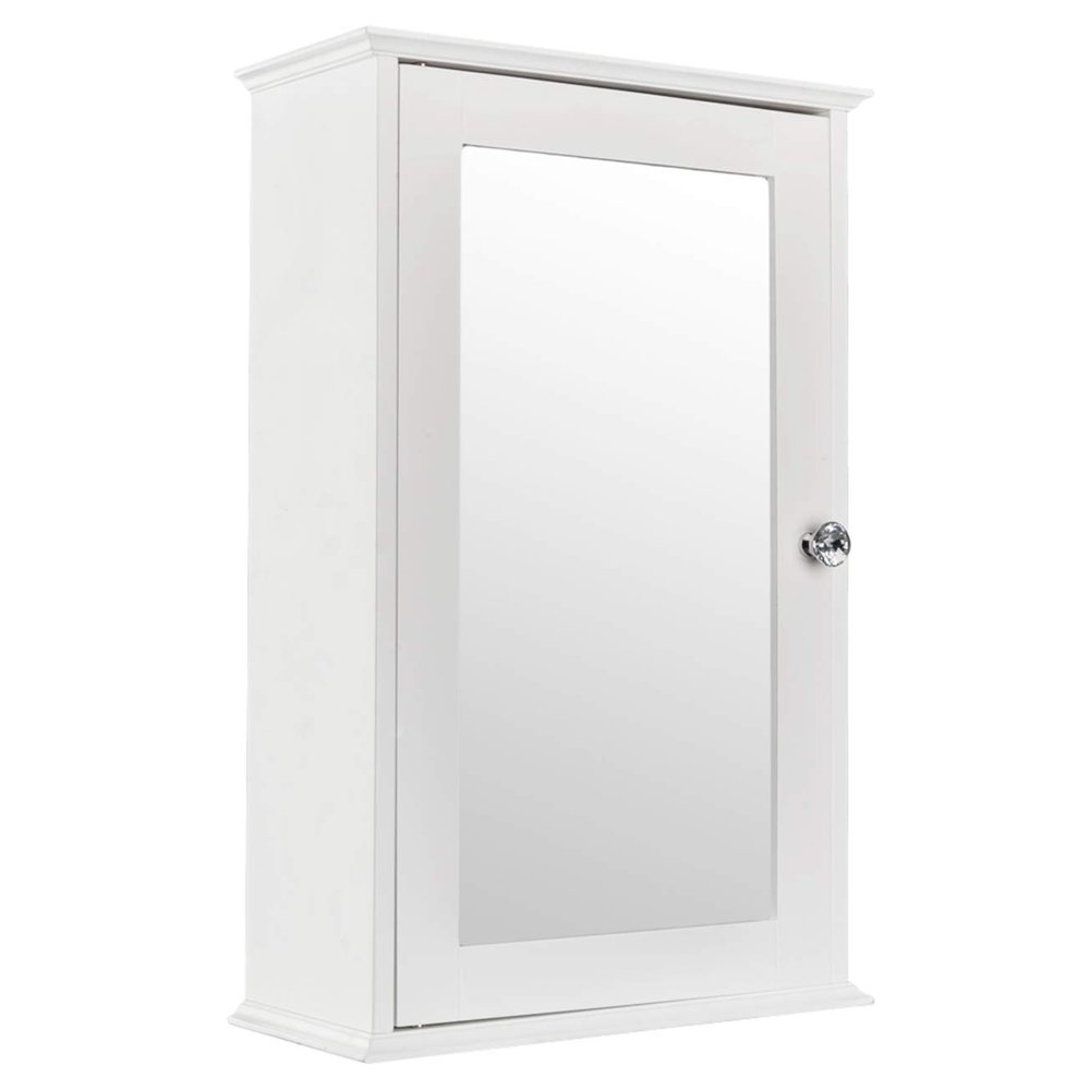 Single Door Mirror Indoor Bathroom Wall Mounted Cabinet Shelf White Bathroom Mirror Cabinet, Chic Storage Cabinet Medicine Cabinet Furniture for Home Multipurpose