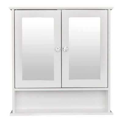 Double Door Mirror Indoor Bathroom Wall Mounted Cabinet Shelf White Bathroom Mirror Cabinet, Chic Storage Cabinet Medicine Cabinet Furniture for Home Multipurpose MITPATY MITPATY