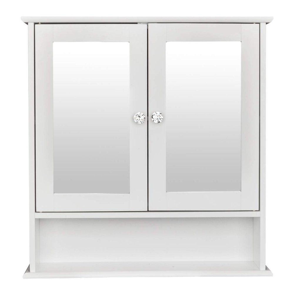 Double Door Mirror Indoor Bathroom Wall Mounted Cabinet Shelf White Bathroom Mirror Cabinet, Chic Storage Cabinet Medicine Cabinet Furniture for Home Multipurpose MITPATY MITPATY