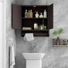 FCH Two-Door Bathroom Cabinet with Upper and Lower Layers Brown Modern Storage Cabinet, Kitchen Cupboard, Entryway Storage Cabinet MITPATY view 3