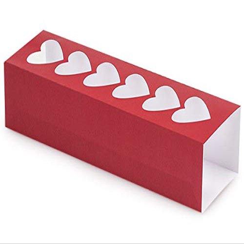 100 PK, Red Macaron & Cookie Sleeve with Heart Window, 8.25 x 2.5 x 2" for Events, Birthday Parties, Upscale Events, Made in USA