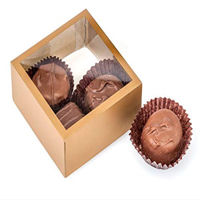 6 PK, Clear with Gold Trim, Square 2 Piece Candy Boxes, 2.75 x 2.75 x 1.25" for Wedding Favors, Baby Shower Gifts