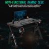 BestOffice Gaming Computer Desk Home Office Desk Extra Large Modern Ergonomic Black PC Carbon Fiber Writing Desk Table with Cup Holder Headphone Hook view 3