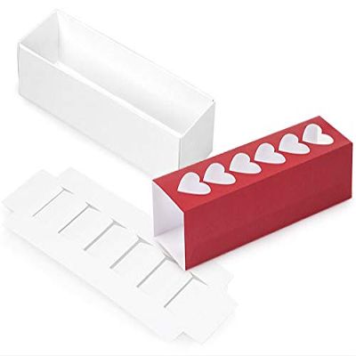 10 PK, Red Heart Macaron Cookie Box Set, 8.25 x 2.5 x 2" for Events, Birthday Parties to Upscale Events