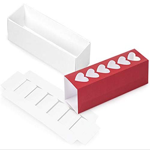 10 PK, Red Heart Macaron Cookie Box Set, 8.25 x 2.5 x 2" for Events, Birthday Parties to Upscale Events