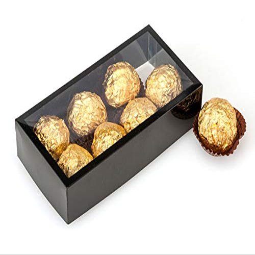 6 PK, Clear with Black Trim, Rectangle 2 Piece Candy Boxes, 5.5 x 2.75 x 1.25" for Wedding Favors, Baby Shower Gifts