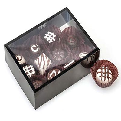 6 PK, Clear with Black Trim, Rectangle 2 Piece Candy Boxes, 5.5 x 4" x 1.25" for Wedding Favors, Baby Shower Gifts