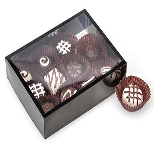 6 PK, Clear with Black Trim, Rectangle 2 Piece Candy Boxes, 5.5 x 4" x 1.25" for Wedding Favors, Baby Shower Gifts