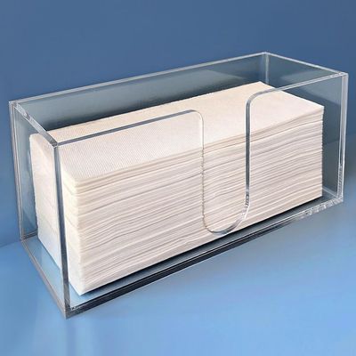 Acrylic Paper Towel Holder (5mm Acrylic) Paper Towel Dispenser Countertop-Bathroom, Kitchen (10.75W x 4.125D x 5H) Napkin Holder-Tri-fold Disposable Napkins Home, Restaurant