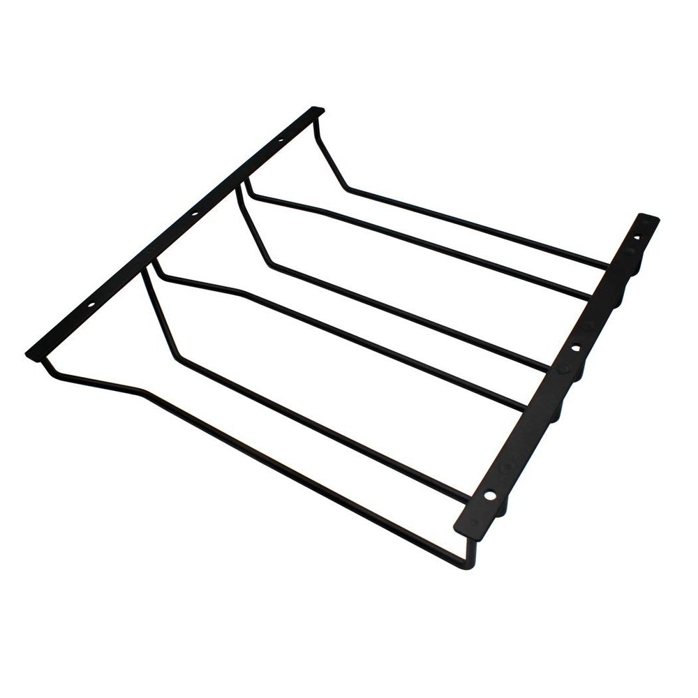 Abcsea 1 Piece Wine Glass Rack Under Cabinet, Stemware Rack Black, Wine Glass Holder, Goblet Wine Rack With Screws, 30cm 3 Rows