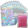 EgticLive 100 Pack Resealable Holographic Bags for Small Business, Iridescent Mylar Bags with Clear Front Smell Proof Foil Packing Pouches for Multipurpose Storage (4 X 7 inches) view 1