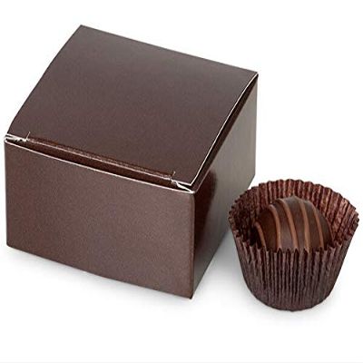 50 PK, Chocolate Candy Truffle Boxes 2-5/8 x 2-3/4 x 1-1/4" Holds 4 for Wedding Favors, & Basket Fillers, Made in USA