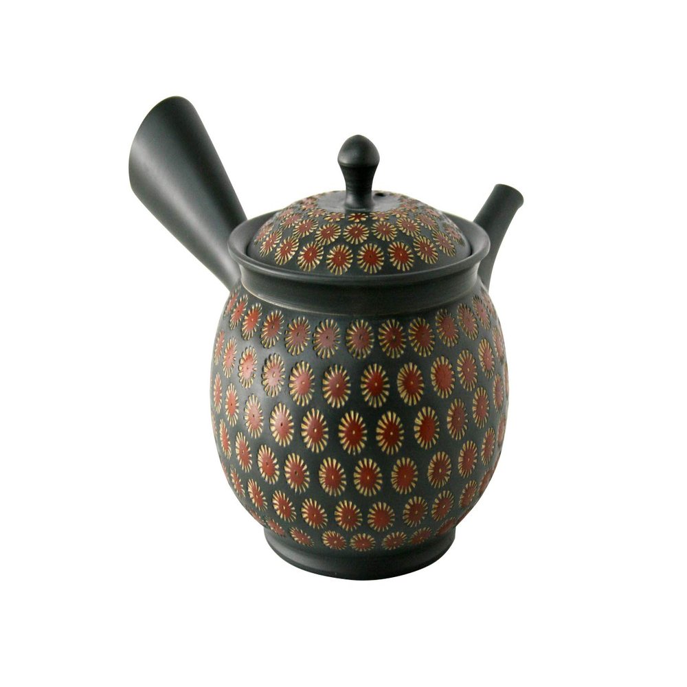 Yamaki Ikai Black Mud Brim Double Double Full Stamp Flower Tea Pour [Parallel Import]