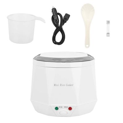 1.6L Mini Rice Cooker, Portable Travel Steamer Electric Lunch Box Rice Cooking Tool for 12V Car Use White for Rice/Cooking/Soup