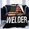 Proud American Welder Flag Throw Blanket Ultra-Soft Micro Fleece Blanket Movies Blanket for Bed Couch Living Room 80"x60" view 1