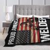 Proud American Welder Flag Throw Blanket Ultra-Soft Micro Fleece Blanket Movies Blanket for Bed Couch Living Room 80"x60" view 4