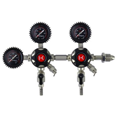 Kegco 3PLHU5NDB Nitrogen Regulator, Two Product, Chrome