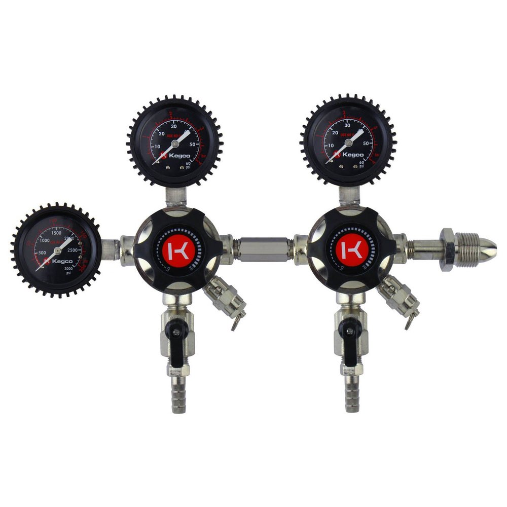 Kegco 3PLHU5NDB Nitrogen Regulator, Two Product, Chrome