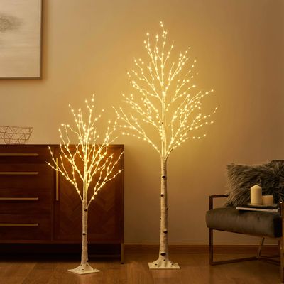 LITBLOOM Lighted Birch Twig Tree with Fairy Lights 4FT 200 LED 6FT 330 LED Lights for Indoor Outdoor Home Christmas Easter Ramadan Decoration