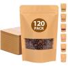 Moretoes 120pcs 5.9x8.6in Kraft Resealable Bags with Window for Business view 1