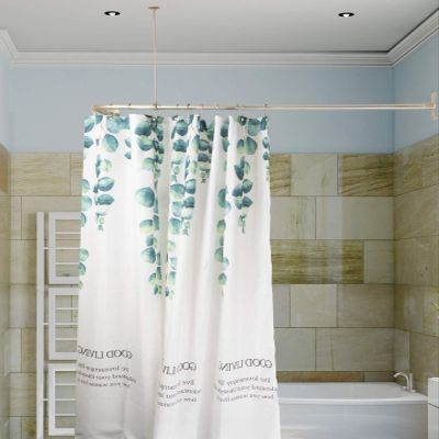 Artiwell L Shaped Shower Curtain Rod, Bathroom Bathtub Corner Shower Curtain Rod with Ceiling Support (BRUSHED NICKEL)