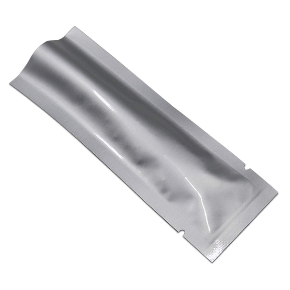 PABCK 100 Pcs 2.36x9.45 inch (Inside Size 1.97x9.05 inch) Coffee Powder Food Storage Heat Sealable 3.34mil Mylar Pure Foil Bag Vacuum Pouch for Sampling Travel Shampoo Liquids Toiletries Packaging